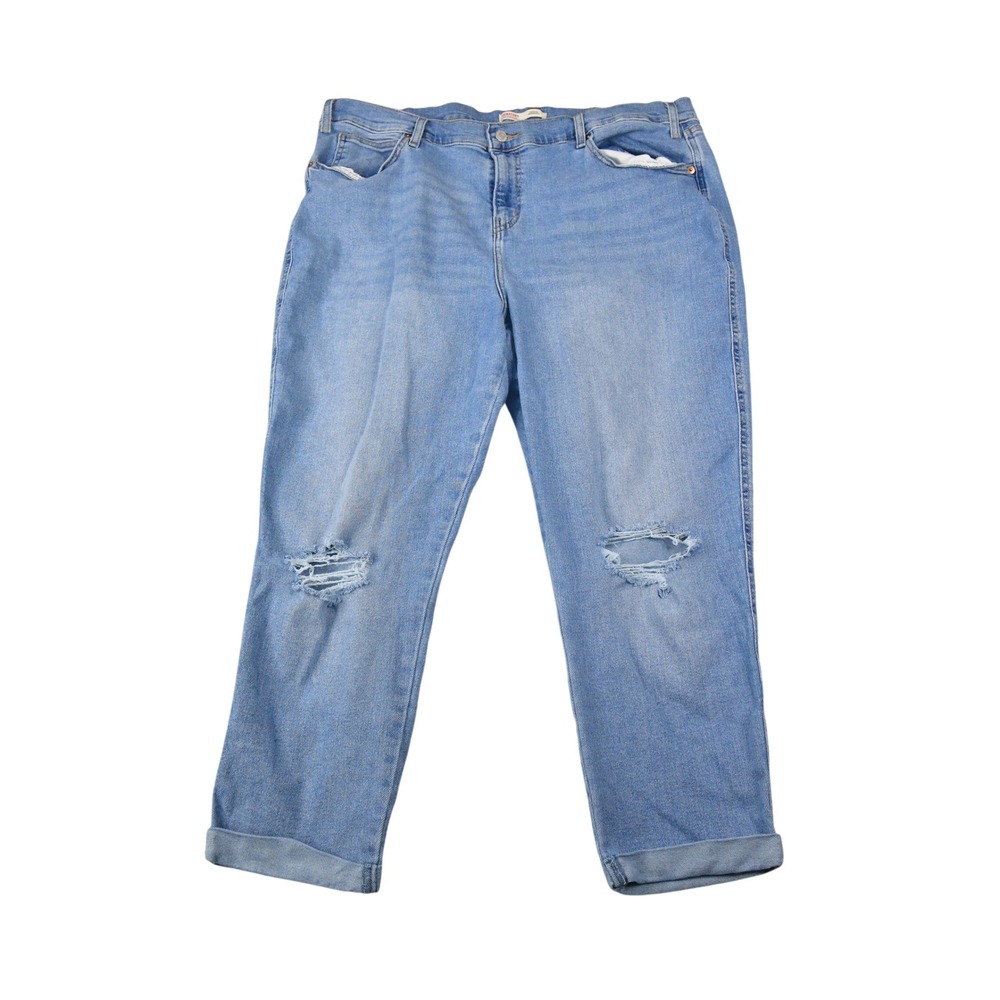 Signature Levi Strauss Boyfriend Jeans Womens 20 Light Blue Distressed Heritage
